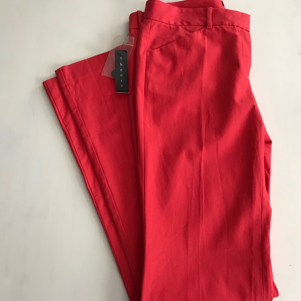 Theory Max C Bistretch Primary Red Pants Size 10 - image 4